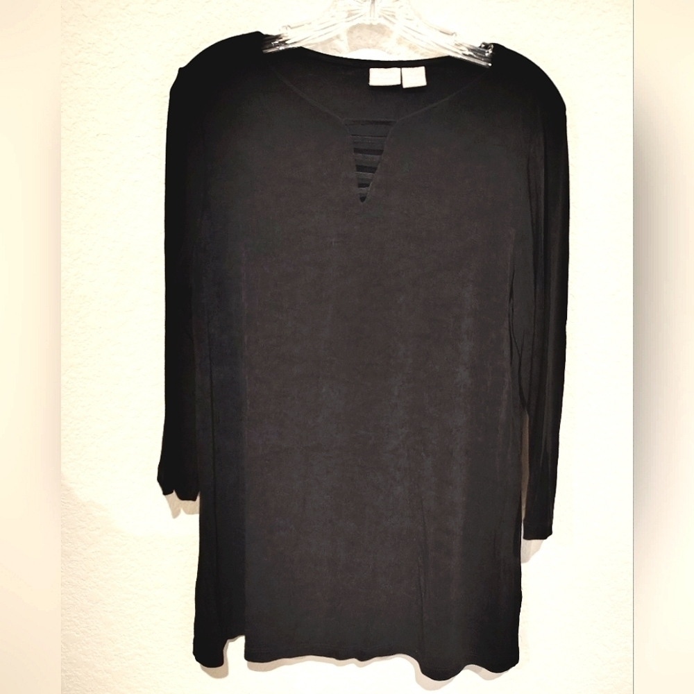 Chico's Travlers Black Long Sleeve Top